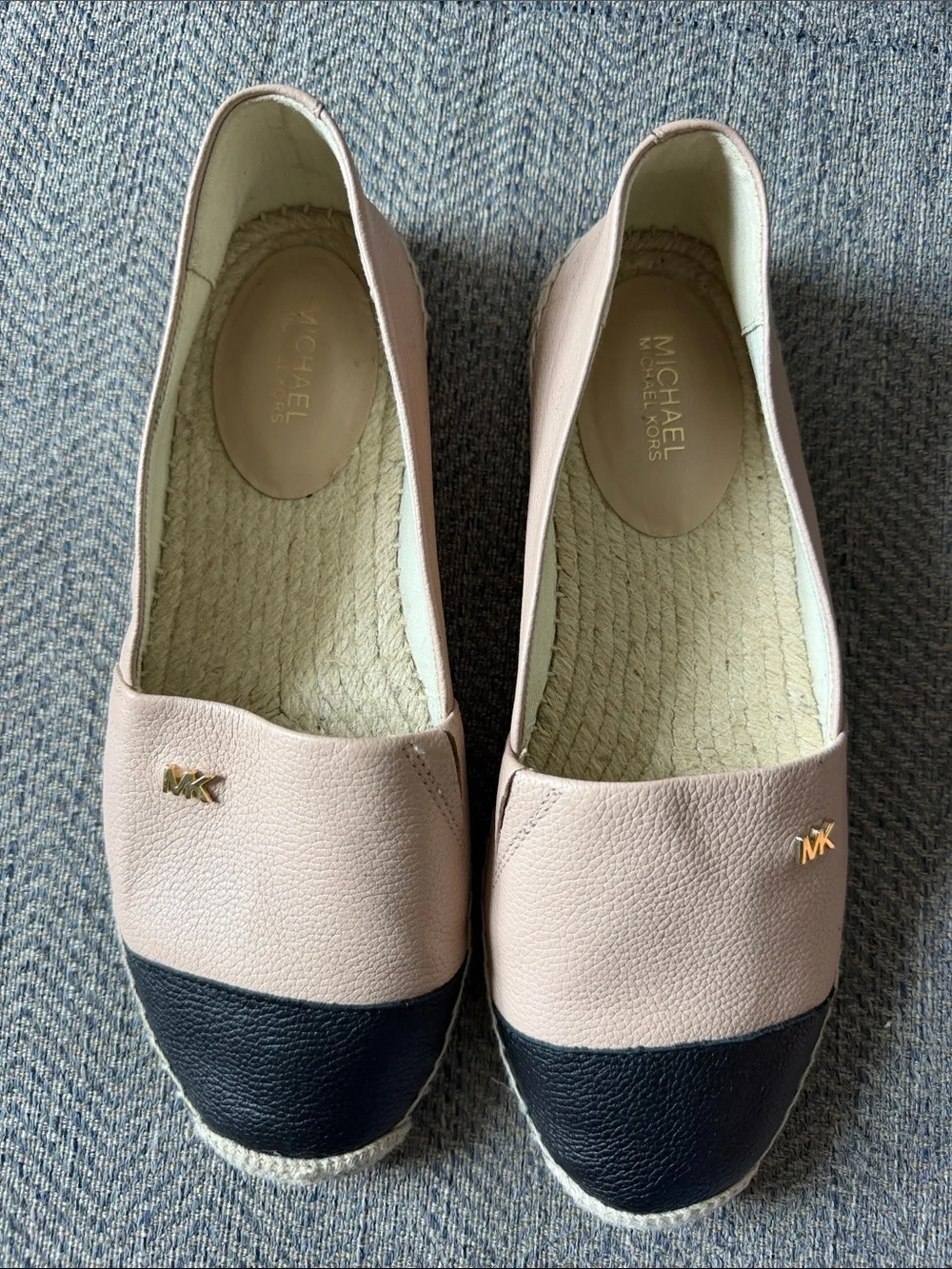 Michael Kors Kendrick Slip On colorblock leather Espadrille Oyster flats 6.5